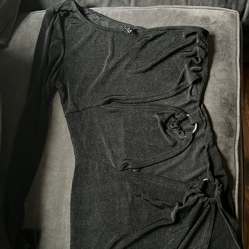 Black slit shimmer dress